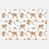 可愛いナマケモノの木の枝に眠るキッドパターン ラッピングペーパーシート (正面3)