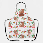 可愛いナマケモノの茶色のパターン私はあなたを愛するママハート エプロン (正面)