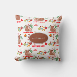 可愛いナマケモノの茶色のパターン私はあなたを愛するママハート クッション