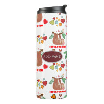 可愛いナマケモノの茶色のパターン私はあなたを愛するママハート