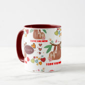 可愛いナマケモノの茶色のパターン私はあなたを愛するママハート マグカップ (正面左)