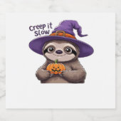 可愛いナマケモノの魔女ハロウィンシャツ – クリープ遅いP スパークリングワインラベル (シングルラベル)