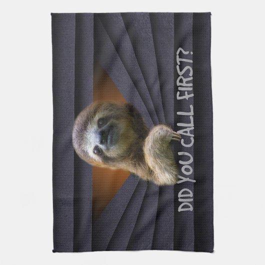 可愛いナマケモノはファースト・メタル・カーテンと呼んだおもしろい キッチンタオル (縦)