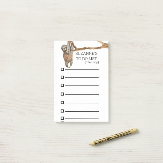 可愛いナマケモノパーソナライズされたの水彩一覧を表示するには ポストイット (デスク上)