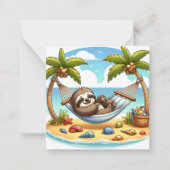 可愛いナマケモノビーチ追加メッセージ ノートカード (正面)