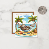 可愛いナマケモノビーチ追加メッセージ ノートカード (正面/裏面インサイチュ)