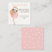 可愛いナマケモノ女の子ベビシャワーオムツラッフル エンクロージャーカード (正面/裏面)