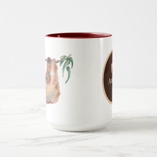 可愛いナマケモノ好きの人がモノグラムを加える マグカップ (中央)