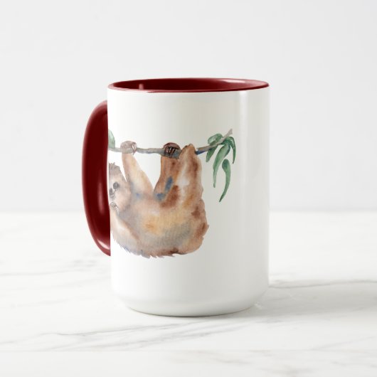 可愛いナマケモノ好きの人がモノグラムを加える マグカップ (正面左)