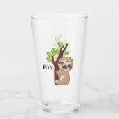 可愛いナマケモノ好きの名前を追加ガラス タンブラーグラス (裏面)