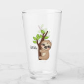 可愛いナマケモノ好きの名前を追加ガラス タンブラーグラス (正面)