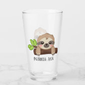 可愛いナマケモノ好きの名前を追加ガラス タンブラーグラス (裏面)