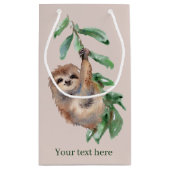 可愛いナマケモノ好きの追加文字 スモールペーパーバッグ (裏面)