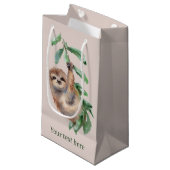 可愛いナマケモノ好きの追加文字 スモールペーパーバッグ (正面アングル)