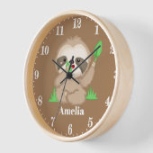 可愛いナマケモノ追加name女の子ルームの装飾 壁時計 (傾斜)