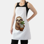 可愛いナマケモノ飲むエルバメイト – かわいいかわいいA エプロン (インサイチュ)