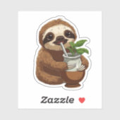 可愛いナマケモノ飲むエルバメイト – かわいいかわいいA シール (シート)