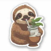 可愛いナマケモノ飲むエルバメイト – かわいいかわいいA シール (正面)