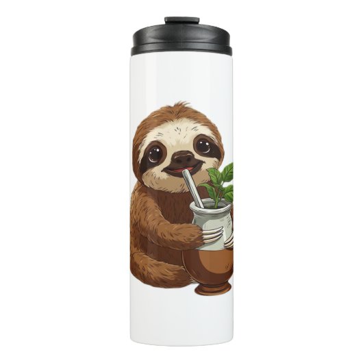 可愛いナマケモノ飲むエルバメイト – かわいいかわいいA タンブラー (正面)