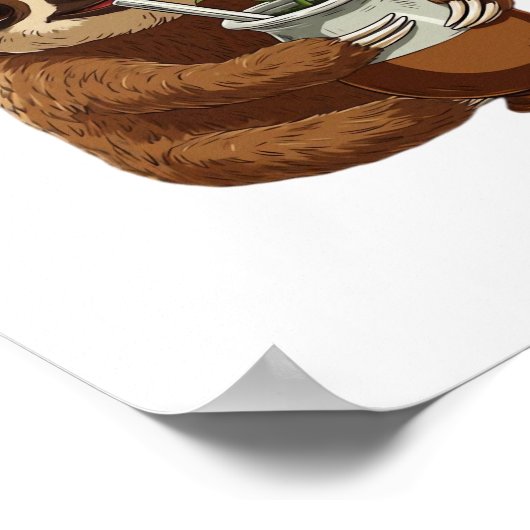 可愛いナマケモノ飲むエルバメイト – かわいいかわいいA ポスター (角)