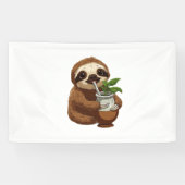 可愛いナマケモノ飲むエルバメイト – かわいいかわいいA 横断幕 (横)