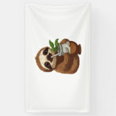 可愛いナマケモノ飲むエルバメイト – かわいいかわいいA 横断幕 (縦)