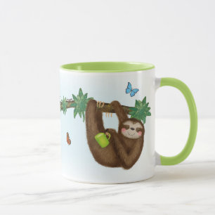 可愛いナマケモノ「お茶の時間になったら起こせ」マグカップ マグカップ