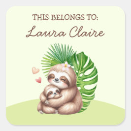 可愛いナマケモノ「この人」のステッカー スクエアシール