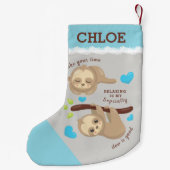 可愛いナマケモノ、名前を付けて スモールクリスマスストッキング (裏面)