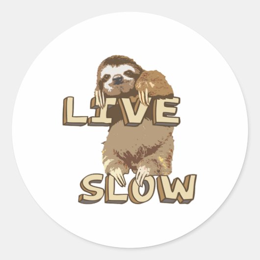 可愛いナマケモノ – LIVE SLOW ラウンドシール (正面)