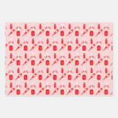 可愛いナースタイル模様パーティー ラッピングペーパーシート (正面)