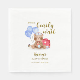 可愛いナースドクターテディベアバルーンベビーシャワー スタンダードランチョンナプキン