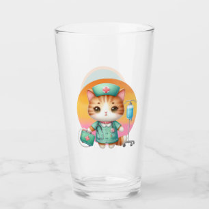 可愛いナース猫の追加モノグラム タンブラーグラス