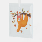 可愛いナース秋紅葉幸せな感謝祭w ガラスオーナメント (正面左)