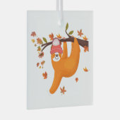 可愛いナース秋紅葉幸せな感謝祭w ガラスオーナメント (正面右)