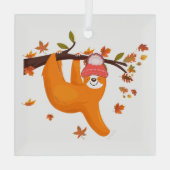 可愛いナース秋紅葉幸せな感謝祭w ガラスオーナメント (裏面)