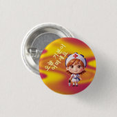 可愛いナース（韓国語あいさつ付き） (2)バッジボタン 缶バッジ (正面&裏面)