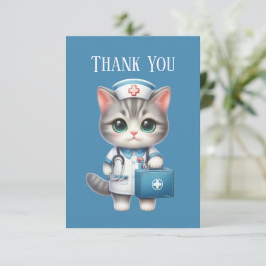 可愛いナースcat追加メッセージ サンキューカード (スタンド正面)