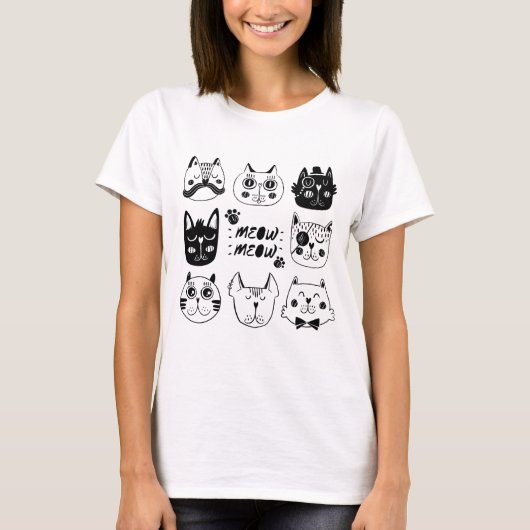 可愛いニャンニャン 猫好き Tシャツ (正面)