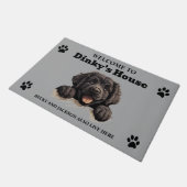 可愛いニューファンドランド犬の写真 ドアマット (アングル)