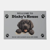 可愛いニューファンドランド犬の写真 ドアマット (正面)