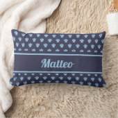 可愛いネイビーブルーエンジェルパターパーソナライズされたン名 ランバークッション (ブランケット)