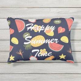 可愛いネイビーブルーパターンハッピーサマータイムl文字 アウトドアクッション
