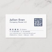 可愛いネイビーブルーホワイトハウスロゴシニア介護士 名刺 (裏面)