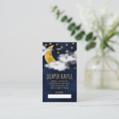 可愛いネイビーブルームーンスターオムツラッフルベビーシャワー エンクロージャーカード (スタンド正面)