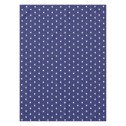 可愛いネイビーブルー白い雪エレガント結晶 テーブルクロス (正面)