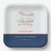 可愛いネイビー私たちの小さなチャンピベースボールベビーシャワー ペーパープレート (正面)