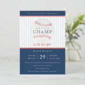 可愛いネイビー私たちの小さなチャンピベースボールベビーシャワー 招待状 (スタンド正面)