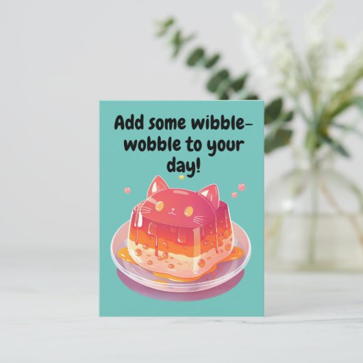 可愛いネコのゼリーが一日の中に小さな揺れ動きを加える! ポストカード (スタンド正面)
