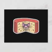 可愛いネズミがチーズにくっついた ポストカード (正面)